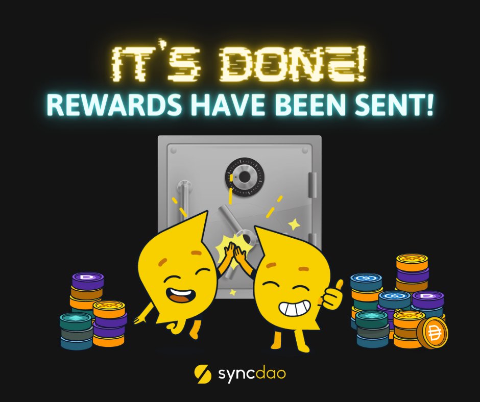 SyncDAO's tweet photo. Rewards have been sent on Friday! Get ready to earn limitless profits and reduced risks with SyncDAO Perpetual Vaults. 

Congratulations to all the depositors! #DeFi #SyncDAO https://t.co/7n1xBMsI91
