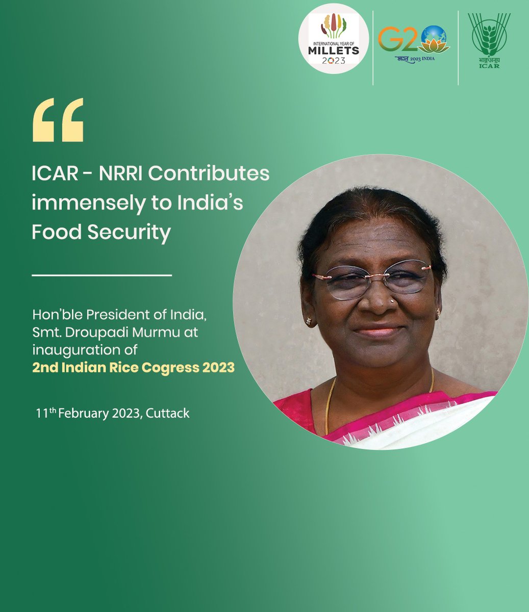 icarindia's tweet photo. The President inaugurated the 2nd Indian Rice Congress at #ICAR – NRRI, Cuttack. #biofortifiedrice 
@rashtrapatibhvn @PMOIndia @nstomar @KailashBaytu
@ShobhaBJP @PIB_India @AgriGoI @mygovindia @DDKisanChannel @Dept_of_AHD https://t.co/HQwRicUHKj