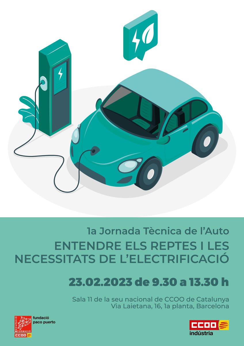🗣️Dijous 23 de febrer organitzem la 1a Jornada Tècnica de l'Auto, en la qual analitzarem amb detall els reptes i les necessitats de l'electrificació
Amb la participació de: 
➡️<a href="/FPacoPuerto/">Fundació Paco Puerto</a>  
➡️un tècnic en seguretat de vehicles i sistemes d'alt voltatge de SEAT 
#ReptesFuturAuto