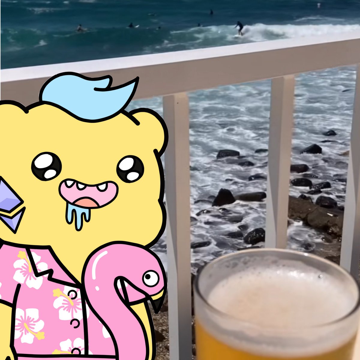 bigmonkeynads's tweet photo. More beer for bears at the beach what a life! @CrazyBearsNFT #CrazyBearsNFT #BearsIRL https://t.co/V966vT5AfK