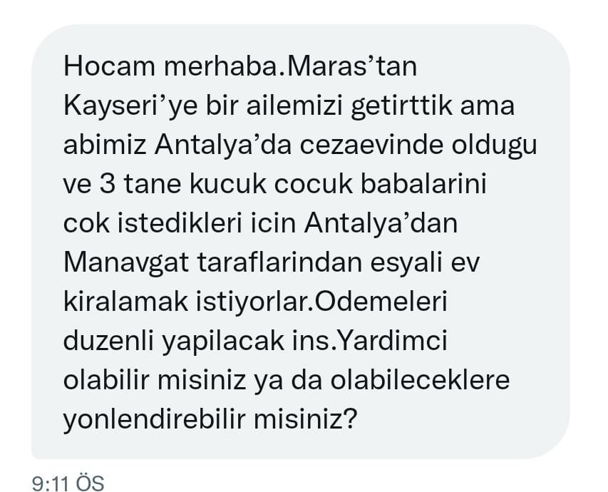 Arkadaşlar dm den sürekli mesajlar geliyor bazen yetişemiyorum Antalya cezaevine nakil gelen kardeşlerimiz olmuş o yüzden Antalyadan ev kiralamak istiyorlar