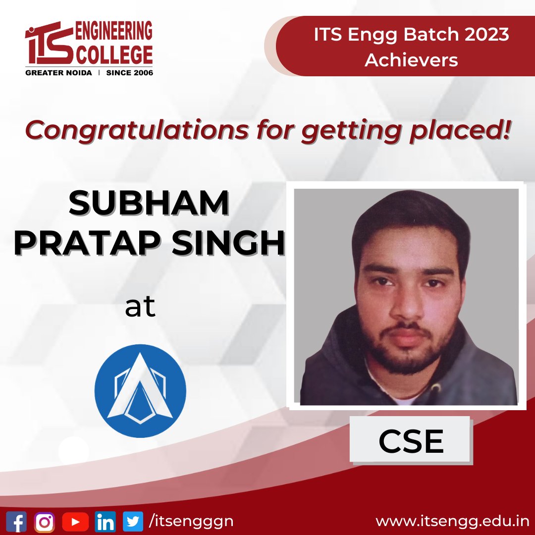 ITSEngggn's tweet photo. #ITSEngineeringCollege is elated to announce the campus placement of #BTechBatch2023 students (#CSE)- Ashish Patel, Shubham Singh in AppSquadz software Pvt Ltd. Let's wish them luck for their future endeavors. #corporateconnect #placement #batch2023 #itsengg #job #placement2023 https://t.co/qSE3KhLESo