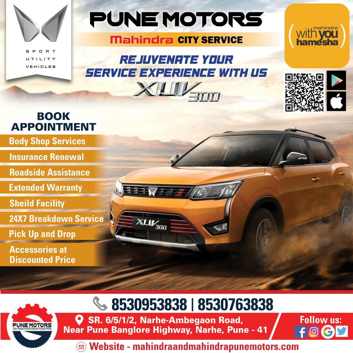 PuneMotors's tweet image. Pune motors Mahindra City Service..
Rejuvenate your service experience with us..
Book Appointment today..
Call us +91 8530953838 / 8530763838
#Punemotors #Mahindra #MahindraService