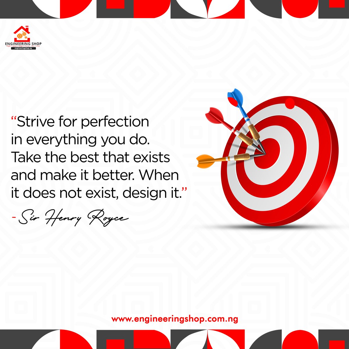 Engrshop_ng's tweet photo. "Strive for perfection in everything you do. Take the best that exists and make it better. When it does not exist, design it."
~ Sir Henry Royce
#monday #mondaymotivation #perfection #perfect #sirhenryroyce #engineeringshopng #engineering #design https://t.co/Lw6rikV4o4
