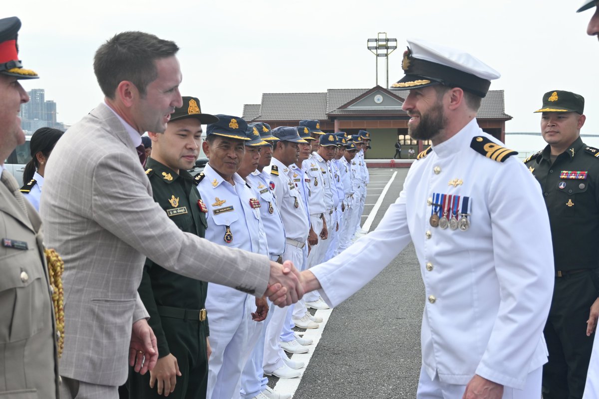 ukincambodia's tweet photo. UK Royal Navy Ship @HMS_Spey has arrived in Sihanoukville to begin a five-day visit. The ship was welcomed by the Cambodian Royal Navy. 

It is the first UK Royal Navy Ship visit to Cambodia since 1958 and kicks of #UKKH70. 

#HMSSpeyinCambodia https://t.co/pbtER99dec