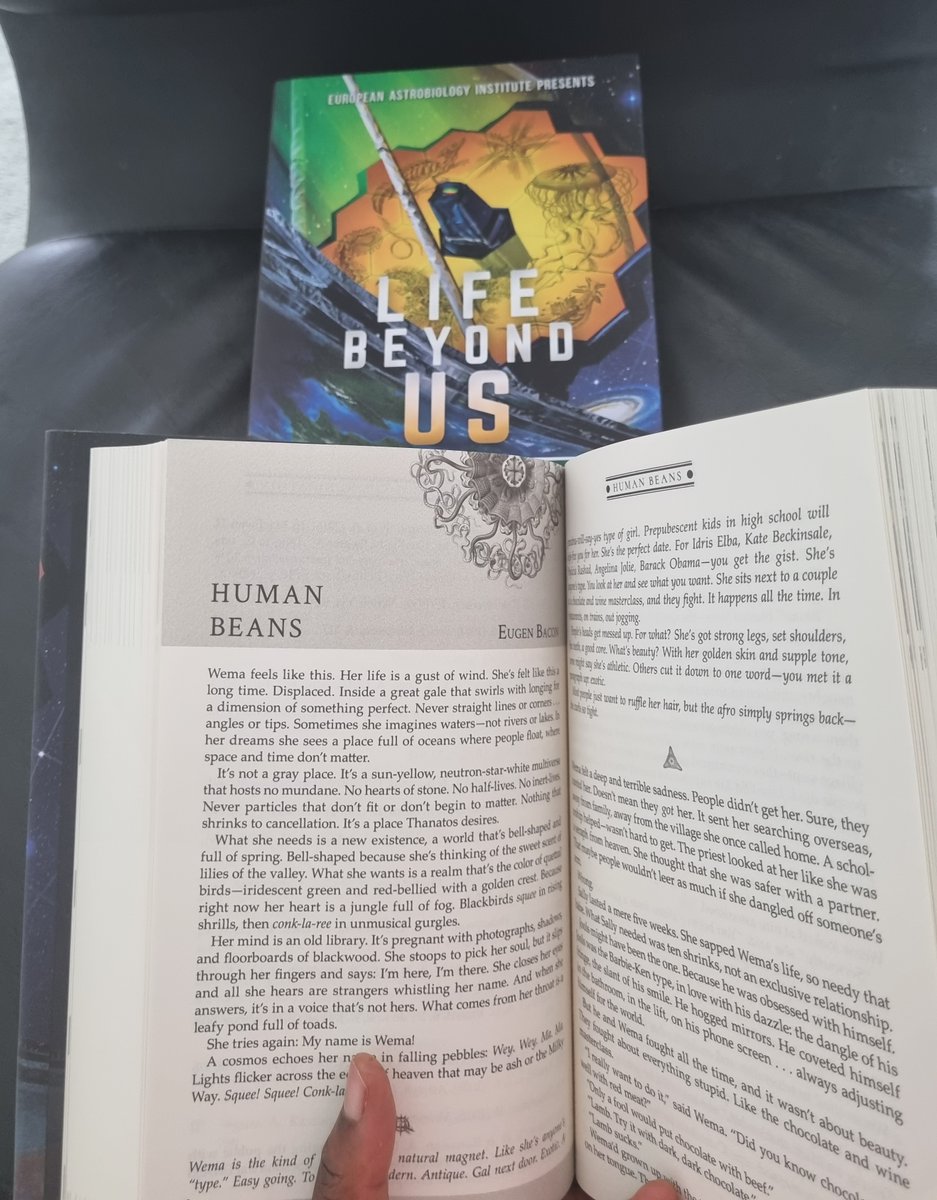 Eugen Bacon (@eugenbacon) on Twitter photo What life might be beyond us? Beautiful, signed hard cover, pairing fiction with a scientist's essay, proving or disproving the logic behind a story - a timeless quest of imagining, inspiring, illuminating. Featuring my story 'Human Beans'. <a href="/Julianne_SF/">Julie Nováková. Read the stellar Life Beyond Us!</a>, <a href="/EAIastrobiology/">European Astrobiology Institute</a> #LBU What life might be beyond us? Beautiful, signed hard cover, pairing fiction with a scientist's essay, proving or disproving the logic behind a story - a timeless quest of imagining, inspiring, illuminating. Featuring my story 'Human Beans'. <a href="/Julianne_SF/">Julie Nováková. Read the stellar Life Beyond Us!</a>, <a href="/EAIastrobiology/">European Astrobiology Institute</a> #LBU