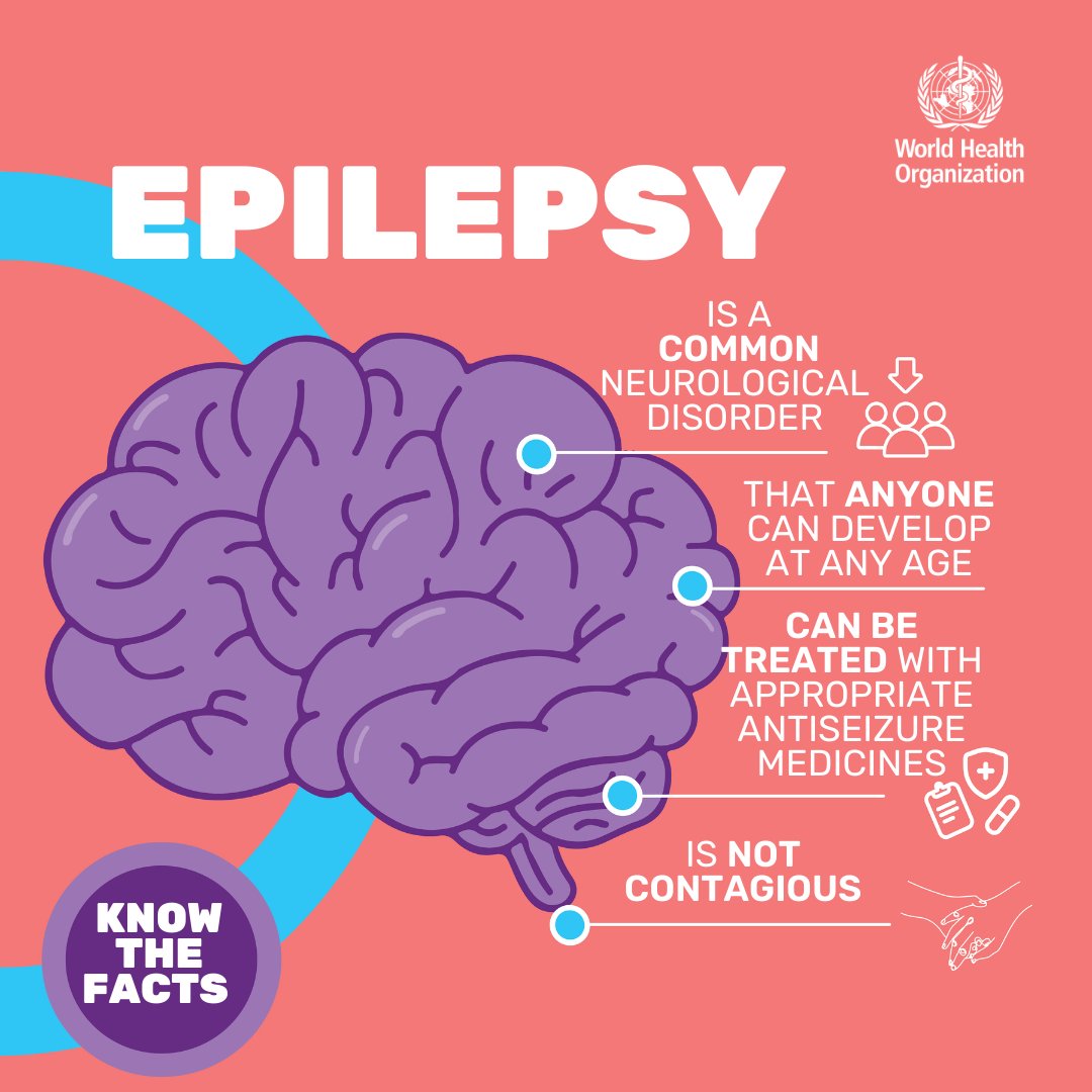#Epilepsy is:
➡ a common neurological disorder
➡ something anyone can develop at any age
➡ treatable
➡ not contagious

Know the facts about epilepsy to dispel myths and misconceptions that often contribute to the #EpilepsyStigma.

📌 bit.ly/2SCoPFJ

#EpilepsyDay