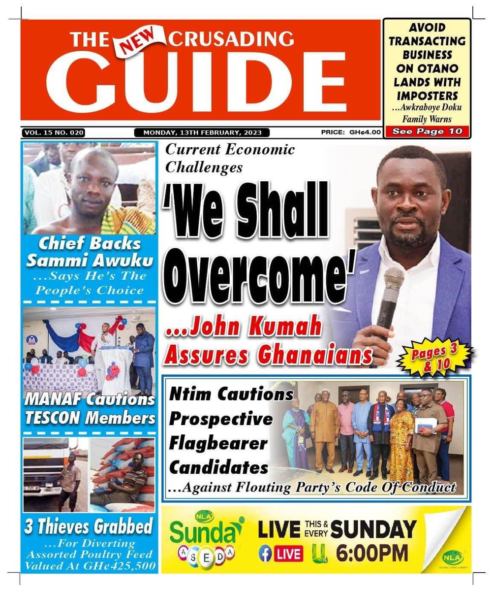 atinkatvgh's tweet photo. The New Crusading Guide:
• We shall overcome - John Kumah assures Ghanaians.
• 3 thieves grabbed for diverting assorted poultry feed valued at GHC425,500
#AtinkaTvGh https://t.co/MmyLebVsA0