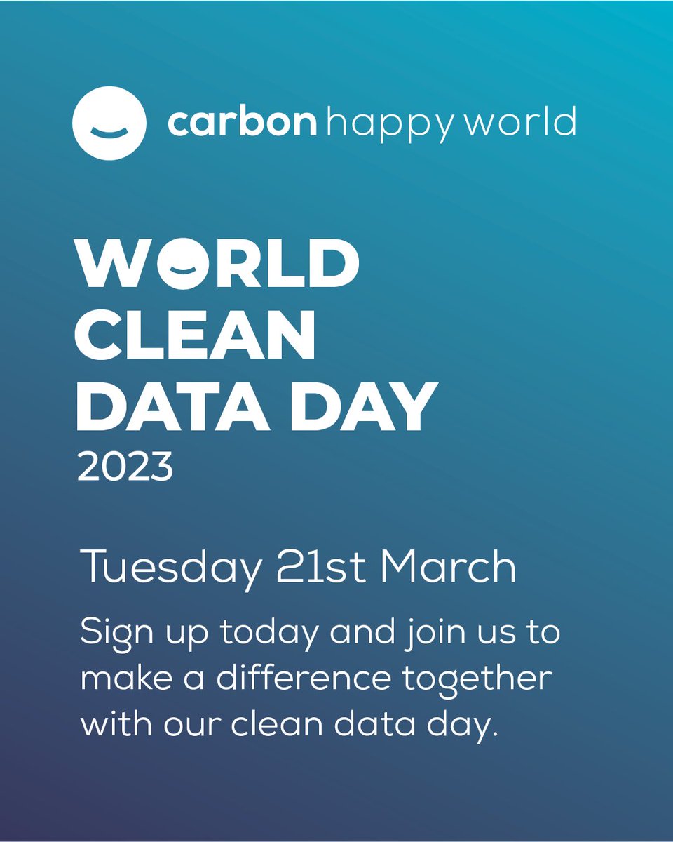 WeRCarbonHappy's tweet photo. It only takes SMALL changes to our data usage to have a BIG impact on our planet.
Sign up to show your support: https://t.co/X070xksxeR
#CleanDataDay2023 #CarbonHAppyWorldCleanDataDay2023 #CleanDataForThePlanet #GoGreenGoDigital #LessIsMoreDataConsumption https://t.co/bgkxrmFoFC