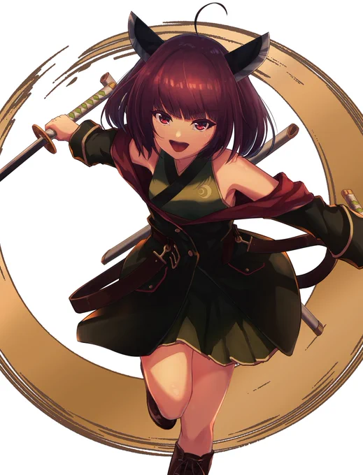 現在進行中の企画用に侍×軍服なきりたんを描いてます 