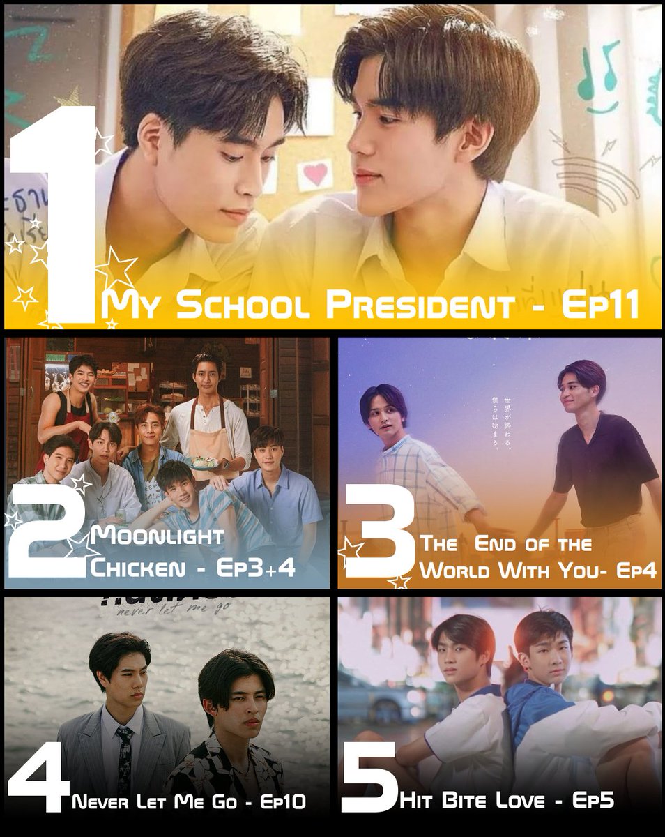 My recommended BLs to watch this week:
#MySchoolPresidentEP11
#MoonlightChickenEP3
#MoonlightChickenEP4
#TheEndOfTheWorldWithYouEP4
#NeverLetMeGoSeriesEP10
#HitBiteLoveEp5