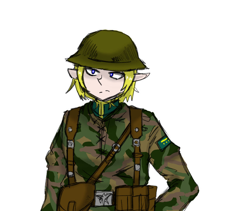 「王国軍は基本的に目立つ青い軍服だが、上に迷彩系の装備を着けて視認性を下げている。」|矢舷陸宏＠Skeb募集のイラスト