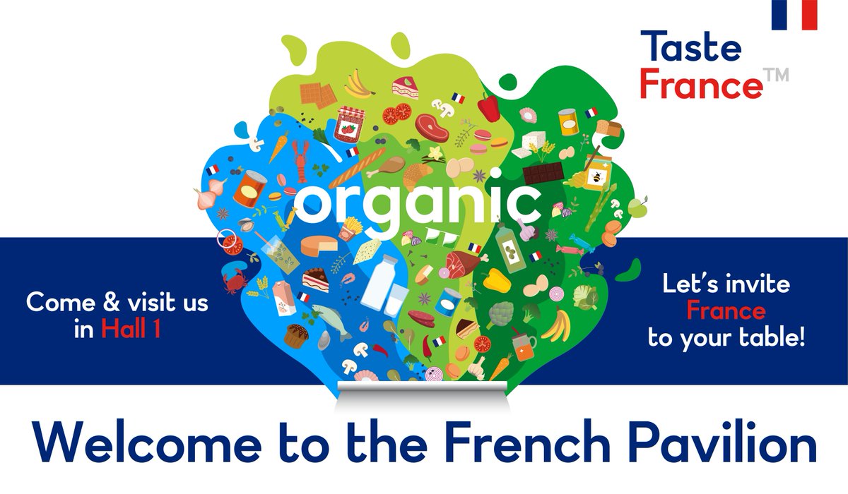 [SEE YOU TOMMORROW📢] Taste France would like to remind you to come to French Pavilion at #Biofach 2023 in Nürnberg, Germany! Discover French #organic products to everyone’s daily meals while guaranteeing the high quality. #TasteFrance @BF_Food @BF_DACH <a href="/agence_bio/">Agence BIO</a> <a href="/Agri_Gouv/">Ministère Agriculture et Souveraineté alimentaire</a>