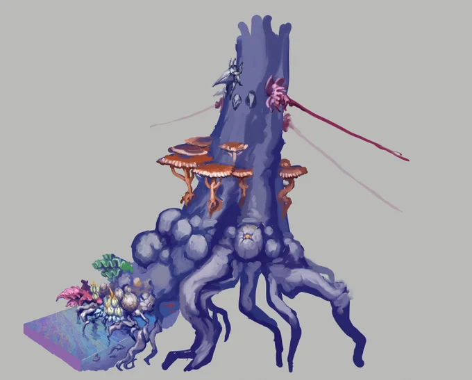 Biome concepts for an alien forest level for GALAHAD 3093. Trying for a balance of the known and the alien 