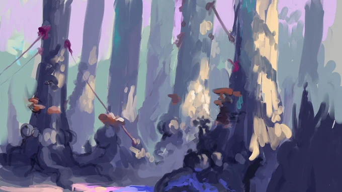 Biome concepts for an alien forest level for GALAHAD 3093. Trying for a balance of the known and the alien 