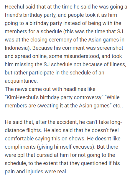 m_Cherri's tweet photo. Translation summary of what Hee said on that vid regarding him missing SJ schedule... 

To the "E-L-F" who decided to ride the hate train because of mis/biased-translation... FK U 😃

If anyone questions his injuries... please just leave 😇 https://t.co/UPq7Ogj3pu