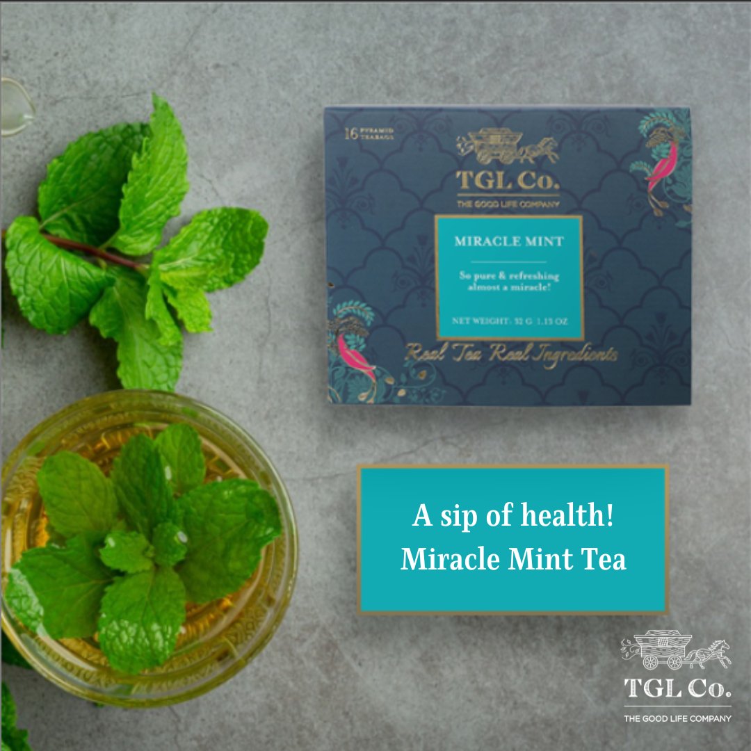 Nothing like a cup of fresh invigorating mint tea to relieve stress, improve digestion and oral health. And why settle for anything but the best. TGL's caffeine-free Miracle Mint Herbal Tea, gives you a pleasant rush of peppermint, making it the ideal after-meal beverage.

#tgl