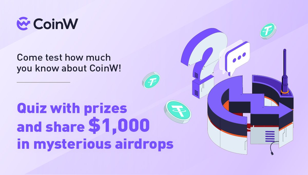 🎁🎁Quiz with prizes and share $1,000 in mysterious airdrops

😊Come test how much you know about #CoinW

✅Follow <a href="/CoinWOfficial/">CoinW</a>+@CoinW_CN 
✅Rt + Tag 3 friends
✅Answer all questions correctly to share the $1,000 prize pool

👉Participate in the quiz now:gleam.io/NvYH9/quiz-wit…