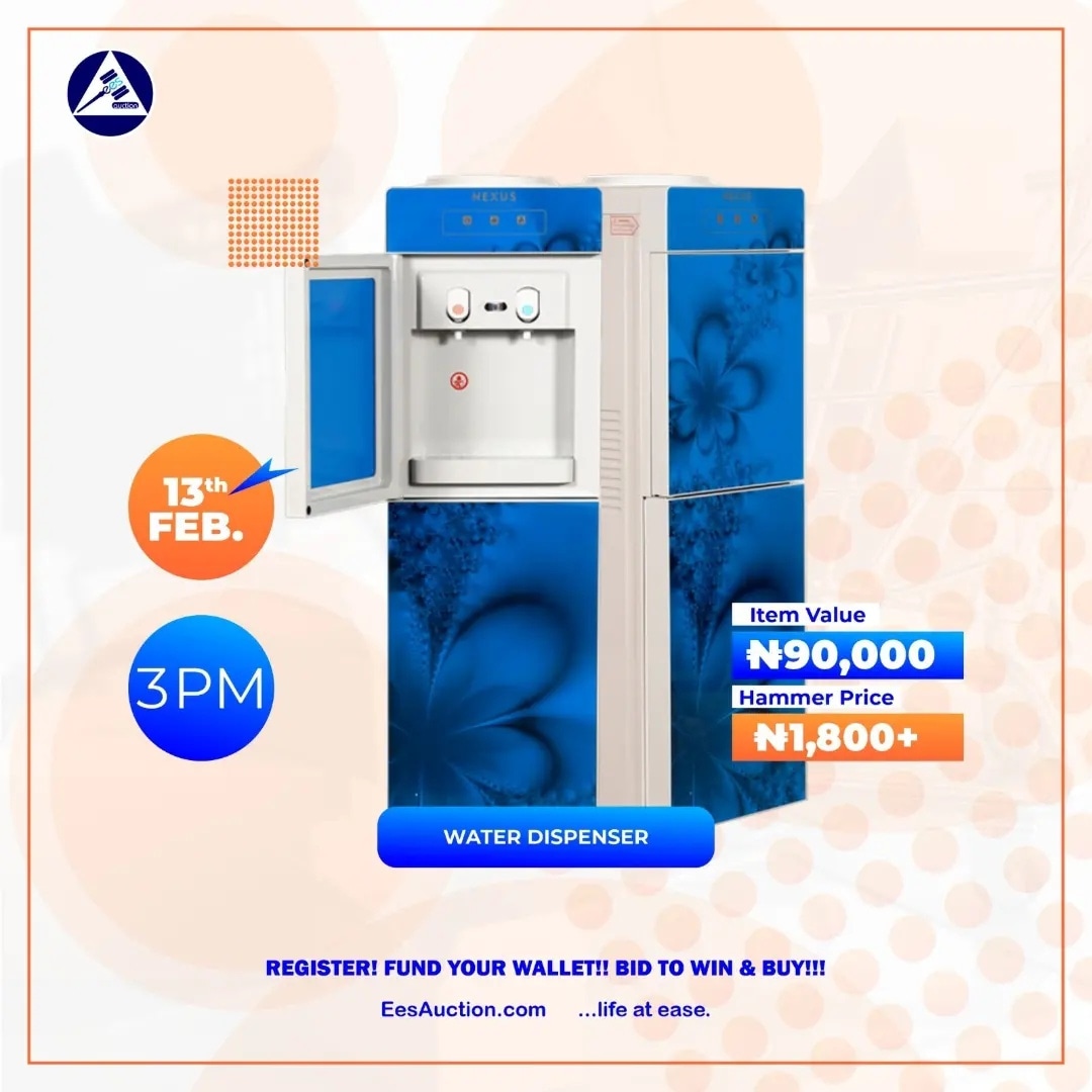 eesauction's tweet photo. Water Dispenser will be up for auctioning at 3:00pm.

You could grab this item for about #1,800+

Hurry now to https://t.co/e7RuAQDpmx and register.

Fund your wallet.

Bid, win and buy.

... life at ease 😍

#prayforburna #ASAPRocky #Rihanna #SuperBowl # https://t.co/nwmGG3CiE2