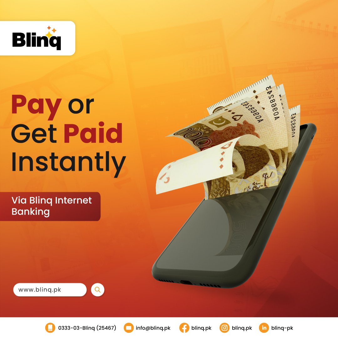 blinqpk's tweet photo. Tired of waiting in long bank lines? 
#Blinq helps you go cashless, providing an instant payment solution that will make sure you pay or get paid on time! https://t.co/G3XBtWIL4U