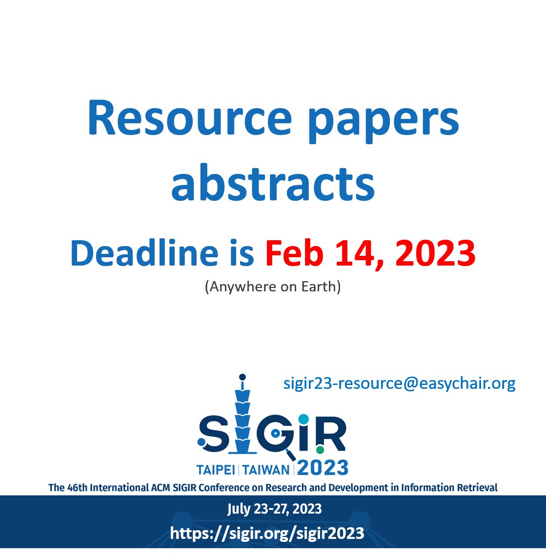 SIGIR 2023 on Twitter "Call for Resource papers Abstracts and Short