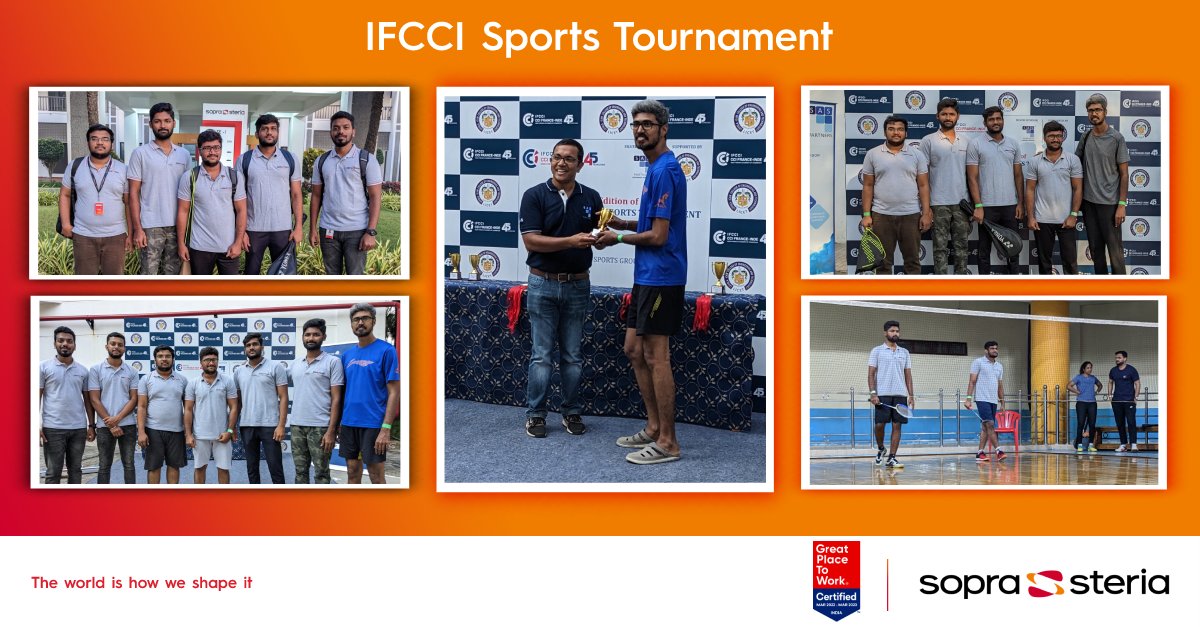 A #SportsTournament was organized by IFCCI on 10th Feb'23 at Loyola College where team members participated across different locations.

Huge congratulations to Ashwin Barath, for winning the Best Player Award of the Series in Badminton.

#SopraSteriaIndia #Sportsmanship #Sports