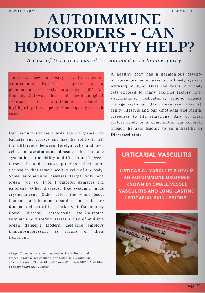 CleverH_theMag's tweet photo. Homeopathy and Autoimmune Disorders pg.22
Catch up on some great articles in the newest edition of Clever h. 
https://t.co/xLpjMW4Pvr #forhomeopaths #byhomeopaths #homeopathy #cleverhthemag #autoimmune https://t.co/qkVWLLWQKG