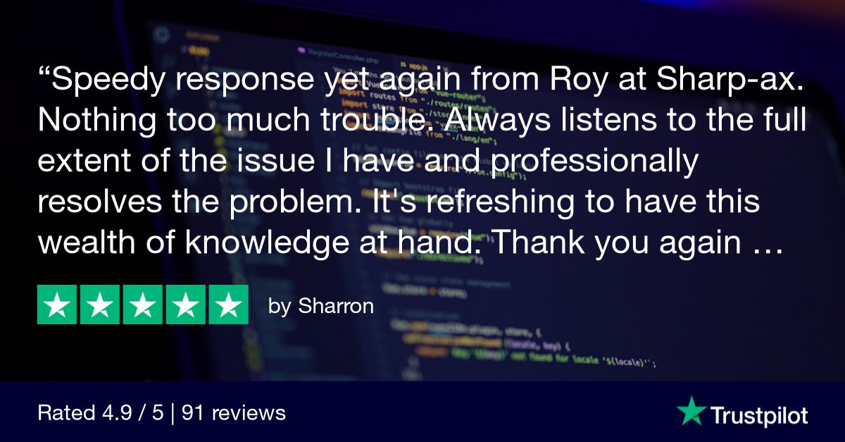 A glowing review for our favourite little engineer that could Roy Baker. We're very proud of our #hardware team.

If you're looking for new #hardware, setting up new #systems, get in touch!! 01442 505 950 or support@sharp-ax.com
