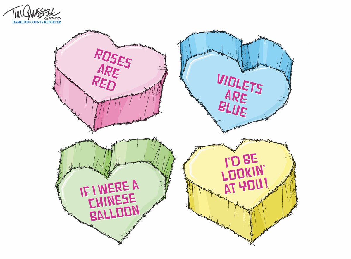 Happy Valentine’s Day
#ChineseSpyBallon #ValentinesDay #HeartCandy #Love #Cupid #StValentine @AAEC_Cartoonist @EandPCartoons @IndianaJournos