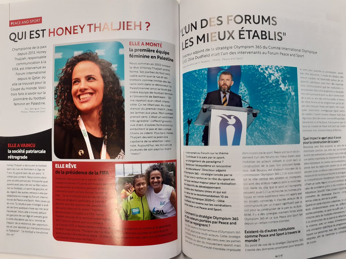 peaceandsport's tweet image. Le Président-Fondateur de @peaceandsport Joël Bouzou revient sur les moments forts de l&apos;org. dans le dernier numéro de @CodeSportMonaco ! Retrouvez également l&apos;interview de la Championne de la Paix @HoneyThaljieh et du Directeur adjoint de la stratégie Olympism 365 @o_dud ! 👏