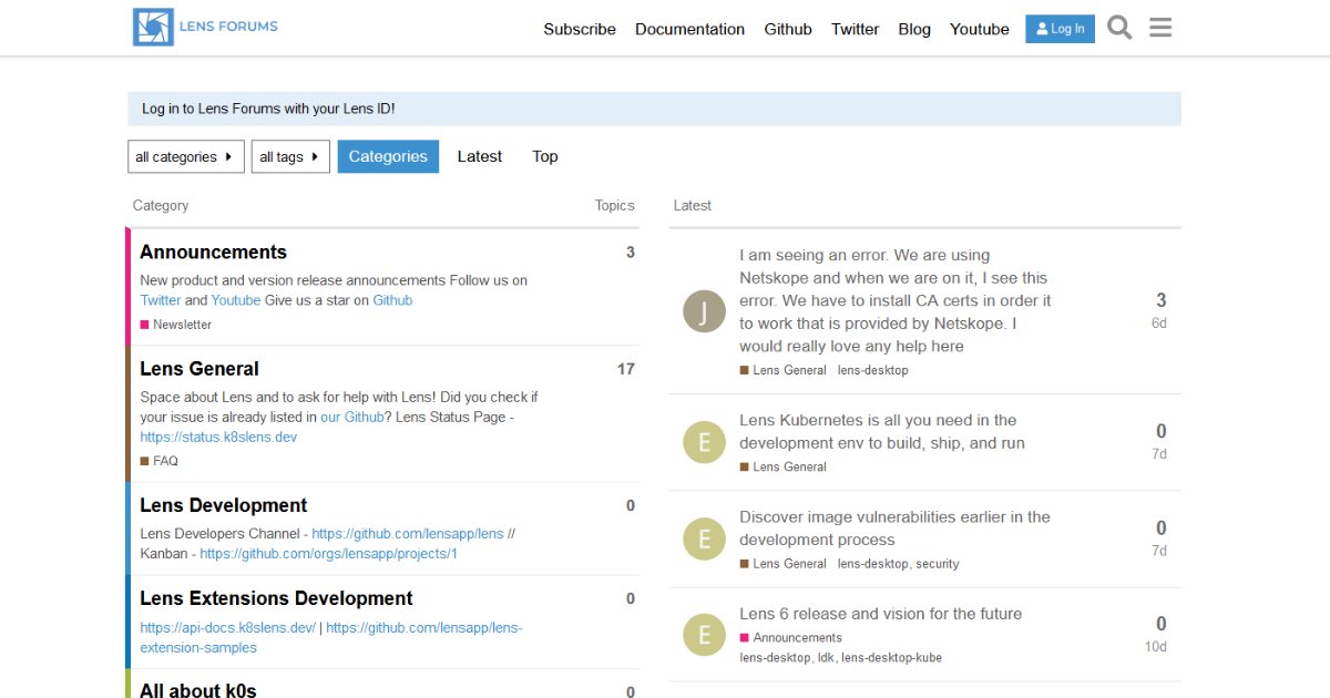 k8slens's tweet photo. Have you checked our brand-new Forums yet?🧐
It's the place to chat about Lens!
https://t.co/ybtGe2Z3qz
#Lens #LensIDE #Kubernetes #k8s https://t.co/UKfHoGLNPB