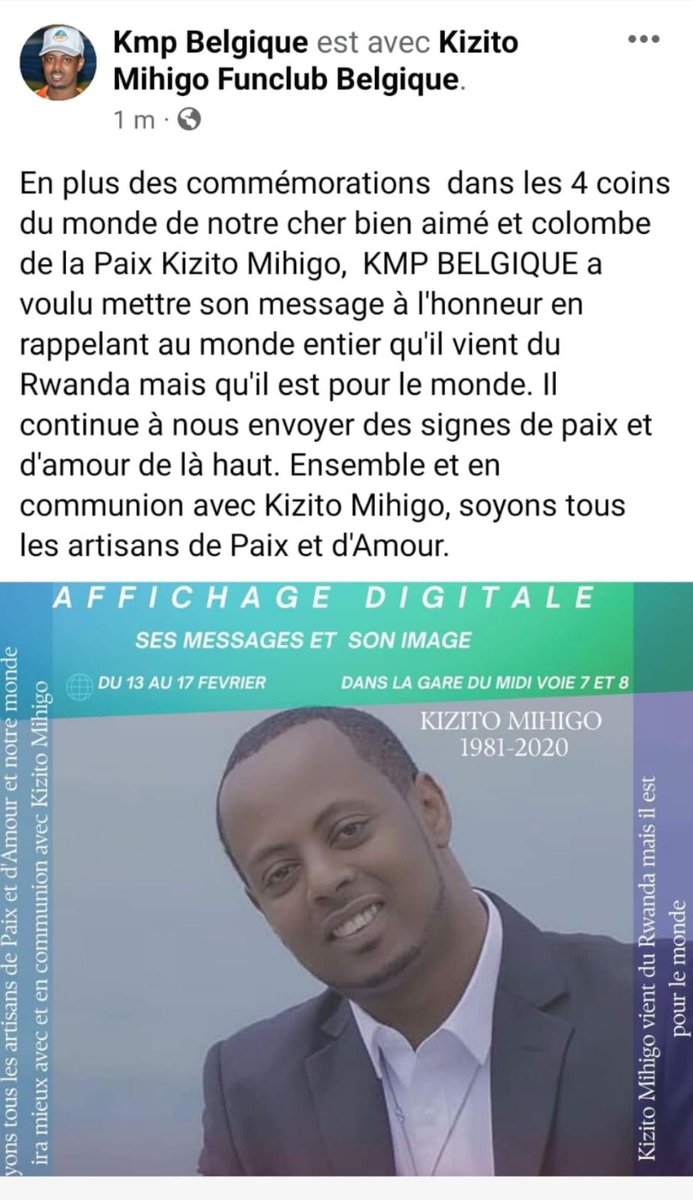 Thanks a lot for  the Good creativity made by our Team of KMP Belgique on Remembering Kizito Mihigo the Founder of KMP Foundation.