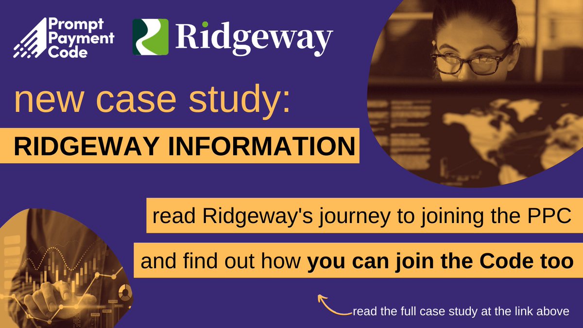 CodePayment's tweet photo. Last year @RidgewayInfo signed up to the Prompt Payment Code, supporting their suppliers with prompt payments and fair payment terms🤝

Read about why they joined the PPC, what was involved and how you can become a Code signatory too➡️https://t.co/g0xnAjyh52 https://t.co/Q4gpewqBb2