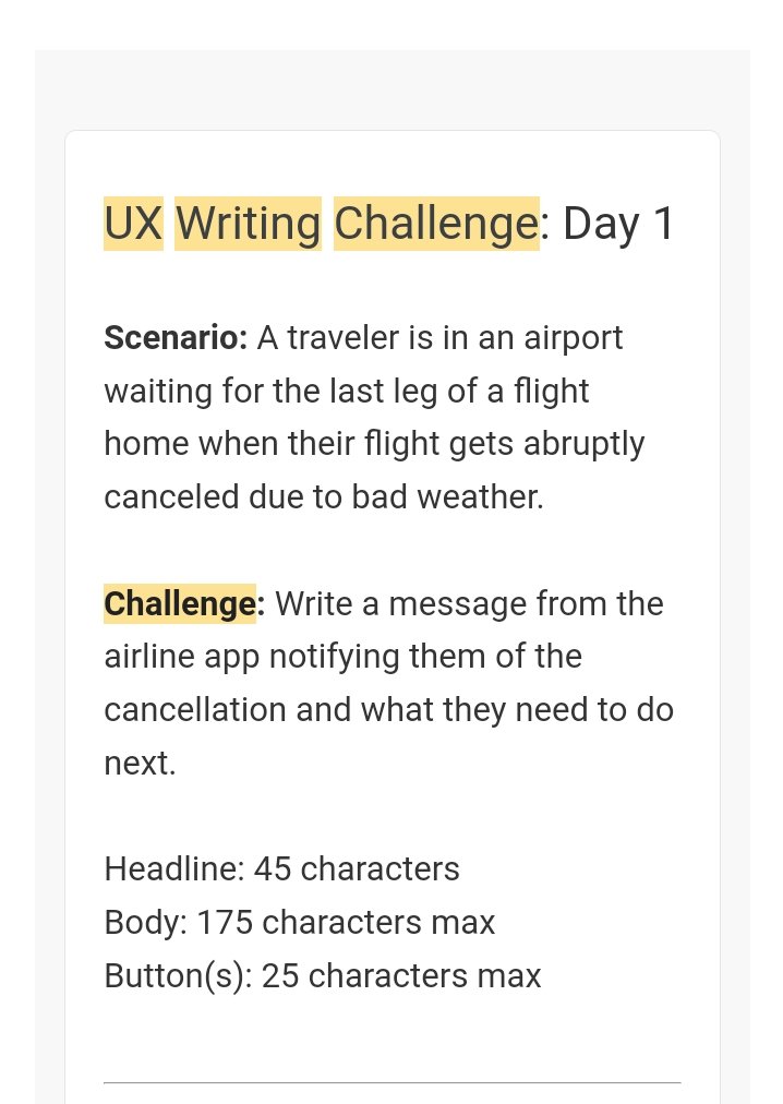 FoyinAbatan's tweet photo. This is my Day 1 of the #uxwritingchallenge.
I would appreciate corrections https://t.co/0KZD9gk7gR