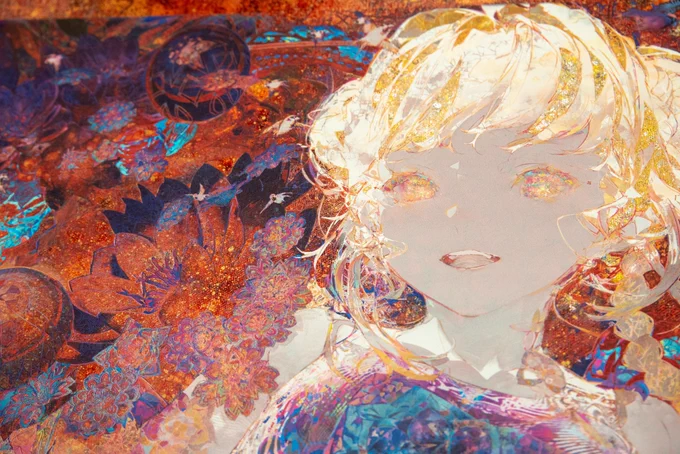 「Re\arise #1.5 EXHIBITION KYOTO」新作紹介タイキ()作品名:mimesiscanvas+UV printing+foil stamping590 × 943mm本作品は京都の「楽芸工房」様との共作によって実現しました。#SSSRearise 