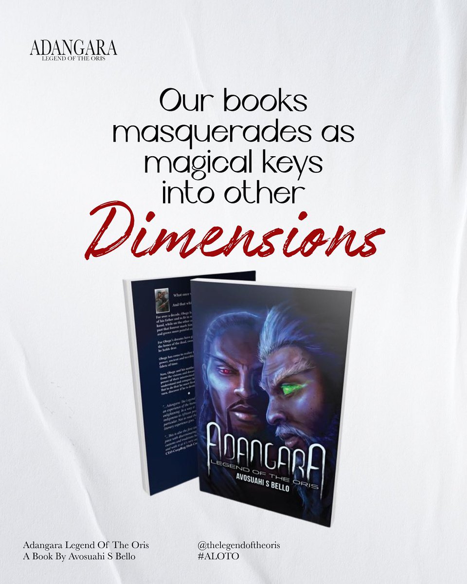 legendoftheoris's tweet photo. Our book masquerades as a magical key into other dimensions

Adangara: The legend of the Oris
{ A Dance of dreams and death}

By: Avosuahi. S. Bello

Experience the thrill
Buy a copy now!

Amazon | Barnesandnoble | Kobo plus | Perusall

#Adangara #Atloto #classicbooks #book https://t.co/73KJ9NbhwD