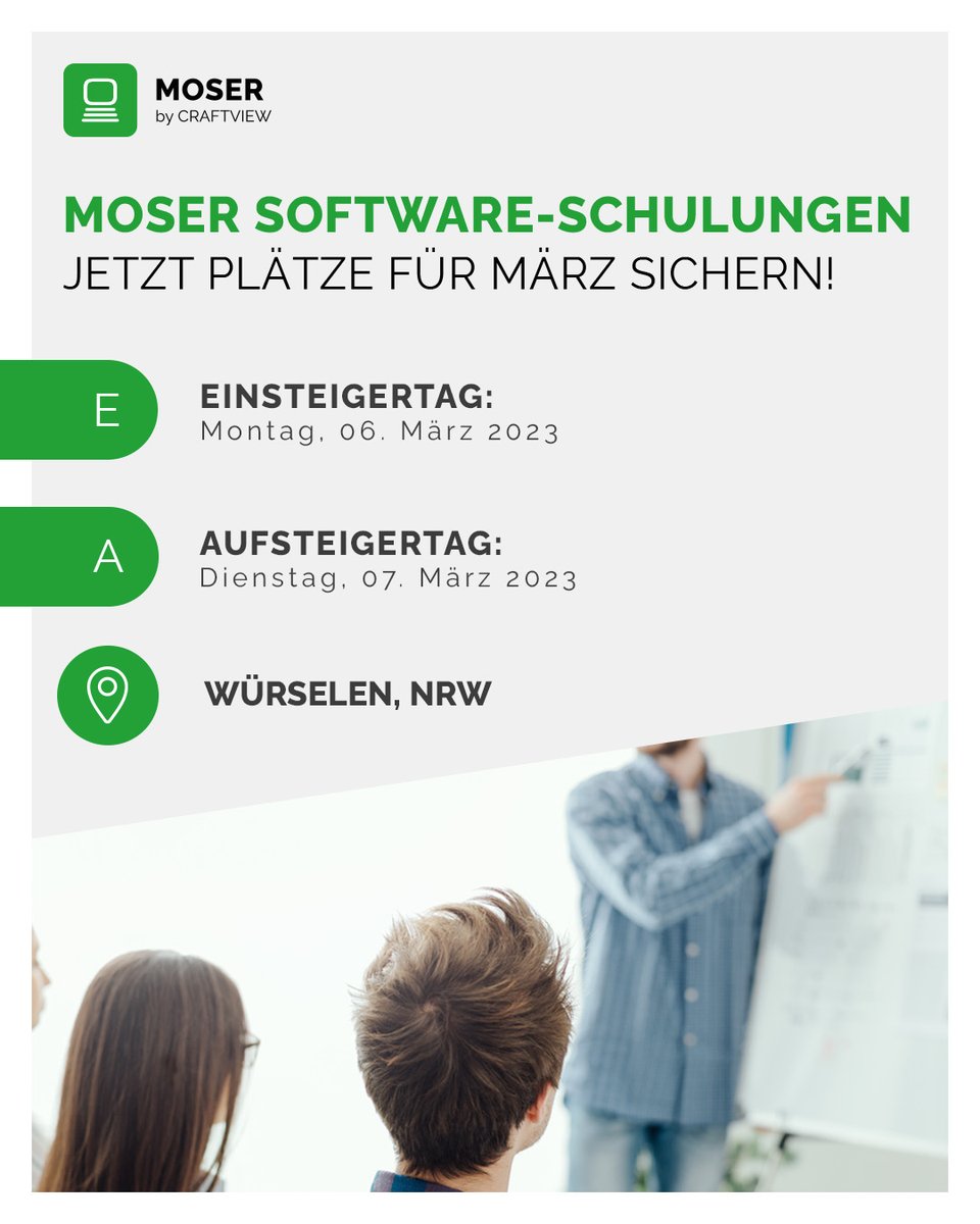 Schulungen im März
Verpasse nicht unseren Einsteigertag (06.03.) und unseren Aufsteigertag (07.03.) in Würselen!

➡ moser.de/schulungen

Das MOSER-Team

#moser #erpsoftware #erp #digitalisierung #schulungen #seminare #aufsteigertag #einsteigertag #softwareschulung