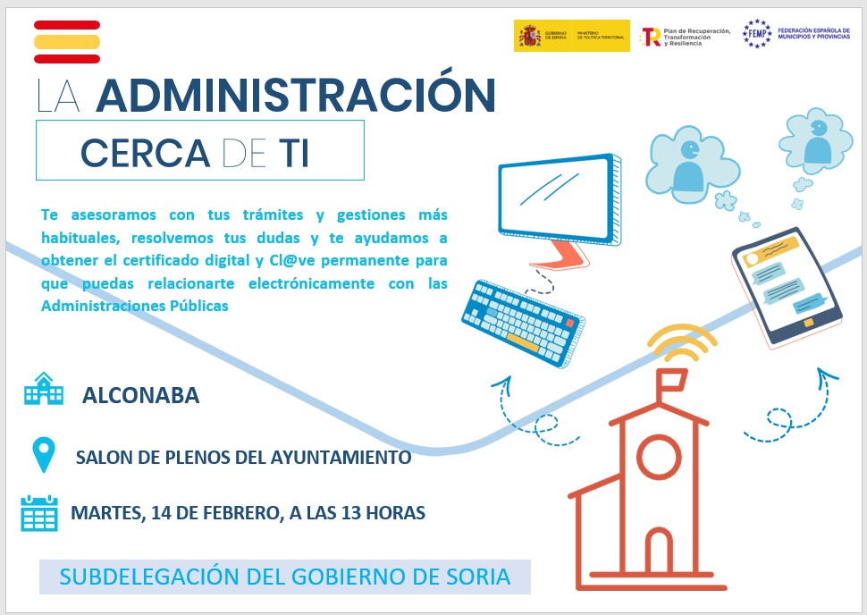 Soria_Gob's tweet photo. Mañana 14 de febrero, funcionarios de la AGE, se desplazan a #Gomara y #Alconaba, para acercar la Administración al medio rural y ayudar a los ciudadanos que tengan alguna pregunta, soliciten información o realizar trámites sin desplazarse a #Soria. 👇🏻👇🏻 https://t.co/CneQTFgyBS