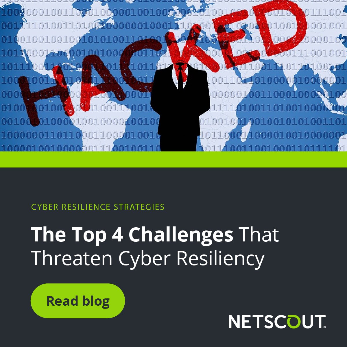 The pandemic has changed the cyber landscape and allowed attackers to develop more advanced threats. Learn the top four most challenging aspects of incorporating cyber resiliency in your organization. @NETSCOUT #NETSCOUTSecurity #Cybersecurity  bit.ly/3jUCLui