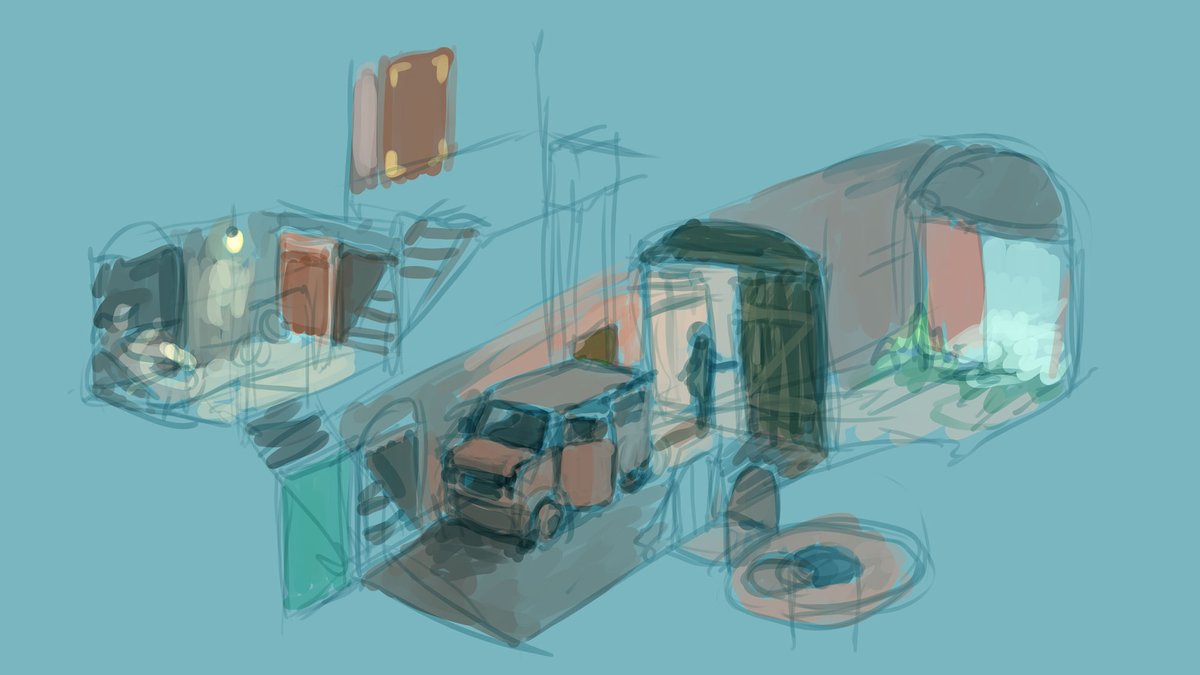 「Quick sketch of a concealed entrance to 」|Mike Doscherのイラスト