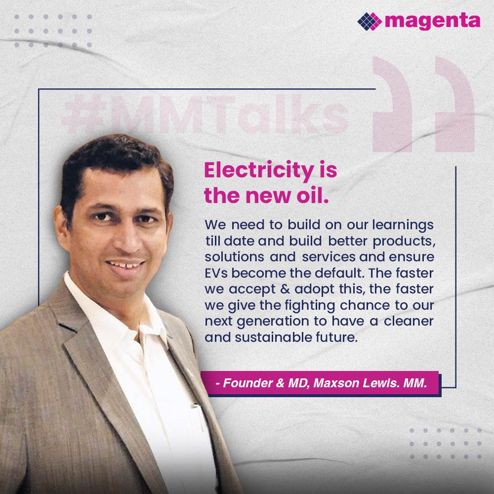 MagentaMobility's tweet image. #MMTalks with our Founder &amp;amp; MD, Mr Maxson Lewis. 
Indeed, electricity is the new oil, and we must work together to give our future generation a fighting chance for a sustainable future.

#MagentaMobility #sustainablefuture #3wheeler #logistics #lastmiledelivery #transportation