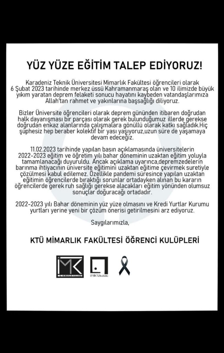 #yüzyüze #UNIVERSE #yuzyuzeegitim #uzaktanegitimistemiyorum #Uzaktanegitimİstemiyoruz #uzaktanegitimolmasin #uzaktaneğitimehayır #karadenizteknikünivertesi #mimarlıkmuehendislikonlineolamaz