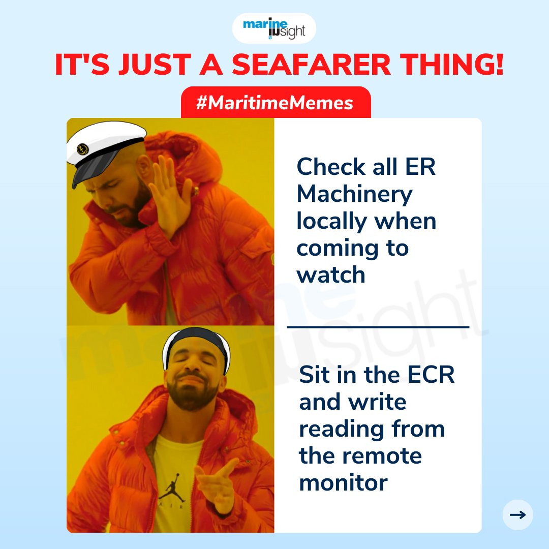 MarineInsight's tweet photo. It's just a seafarer thing!

How many of you relate to these memes? Comment your favorite one below!

Download the Marine Insight Mobile App to know more about maritime news and information from all over the world! https://t.co/dxOk3lpbDj