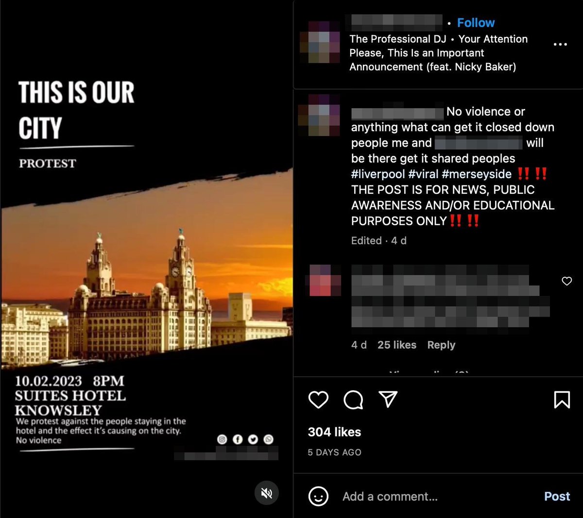 In fact, the protest appears to have initially been called by two local Instagram pages, not previously affiliated with the organised far right, with a combined audience of almost 50,000 followers on the platform.