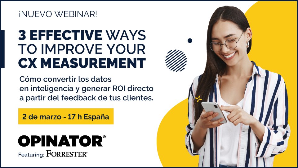 🚀¡Únete al primer #Webinar del año de <a href="/OPINATOR_CX/">OPINATOR</a> y <a href="/forrester/">Forrester</a>!🚀

En este webinar veremos cómo rentabilizar el feedback de los clientes, amplificar el valor de los promotores y aumentar el #ROI de los programas de #NPS, #CEM y #VoC.

📅Fecha: 2 de marzo
⌚Hora: 17:00 h.

🧵...