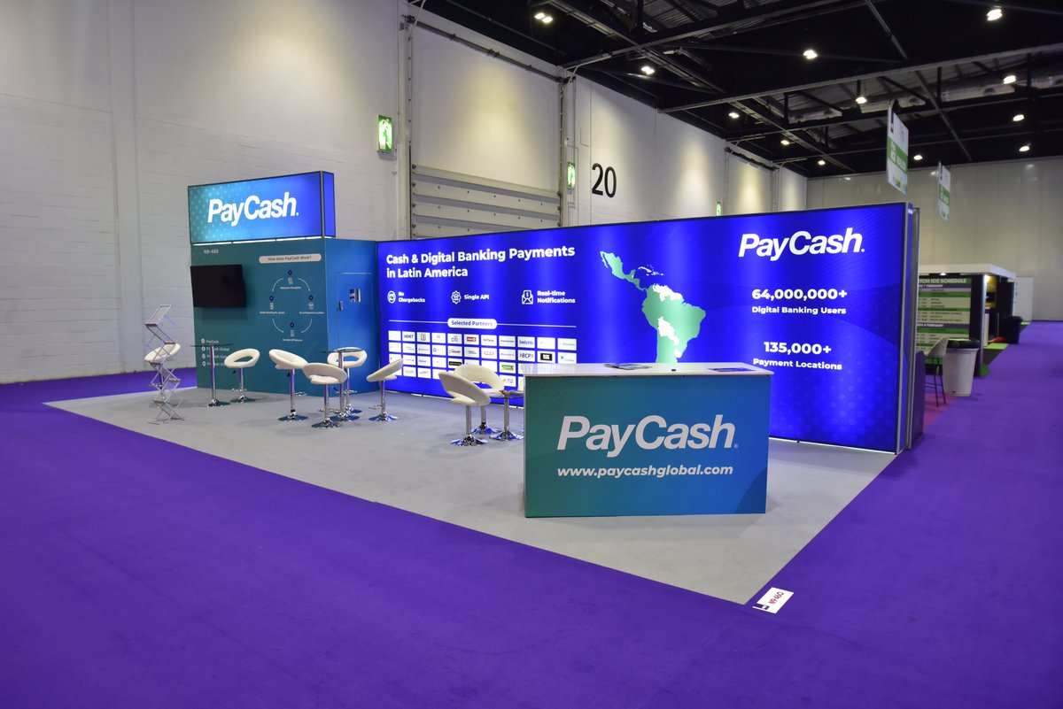 The first of 4 exhibition stands our team designed and built for @ICE365Global. You should have seen the visitors’ faces light up once they stepped onto the <a href="/PayCashGlobal/">PayCash</a> stand 😊

#eventprofs #eventprofsUK #ICE23 #ICELONDON2023