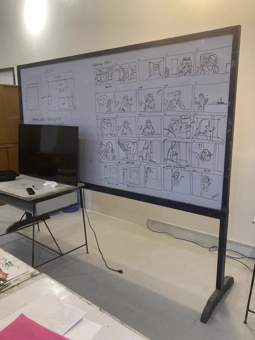 Not me drawing a whole ass unplanned storyboard on the whiteboard lmao 