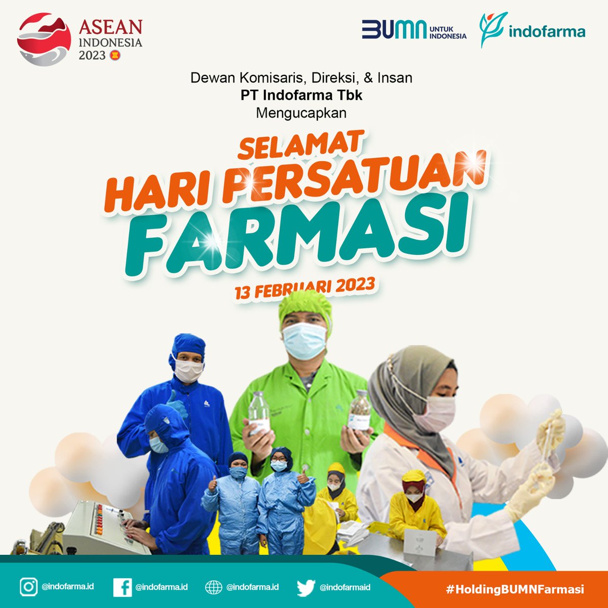 Selamat ulang tahun ke-77 Persatuan Farmasis Indonesia. Kami bangga menjadi Farmasis dan siap bersama-sama raih kejayaan di masa depan.

#HariPersatuanFarmasi2023
#Farmasi
#Indofarma