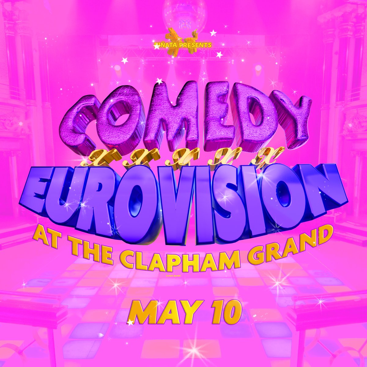 Piñata (@pinataplay) on Twitter photo 🌟HELLO EUROPE! 🌟
Piñata's 4th annual Comedy Eurovision spectacular comes to the ICONIC <a href="/TheClaphamGrand/">The Clapham Grand</a> !!!
May 10! Early birds on sale now on DICE! 🌟HELLO EUROPE! 🌟
Piñata's 4th annual Comedy Eurovision spectacular comes to the ICONIC <a href="/TheClaphamGrand/">The Clapham Grand</a> !!!
May 10! Early birds on sale now on DICE!