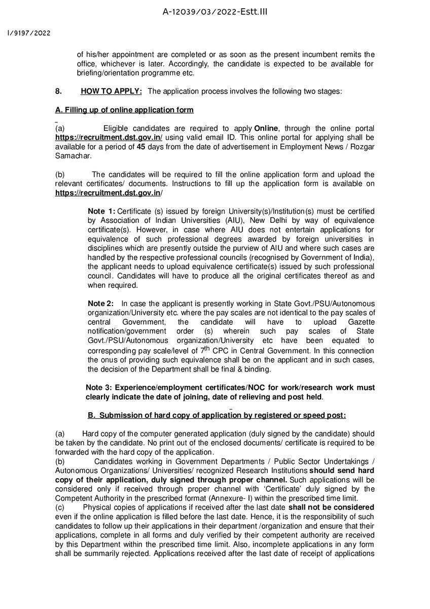 IndiaDST's tweet image. 📢 @IndiaDST invited #applications from #scientists /#technologists for 01 post of Scientist ‘G’ on Deputation (Including Short Term basis (ISTC)) basis.

For More details: dst.gov.in/news/re-advert…